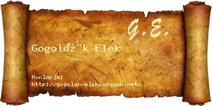 Gogolák Elek névjegykártya